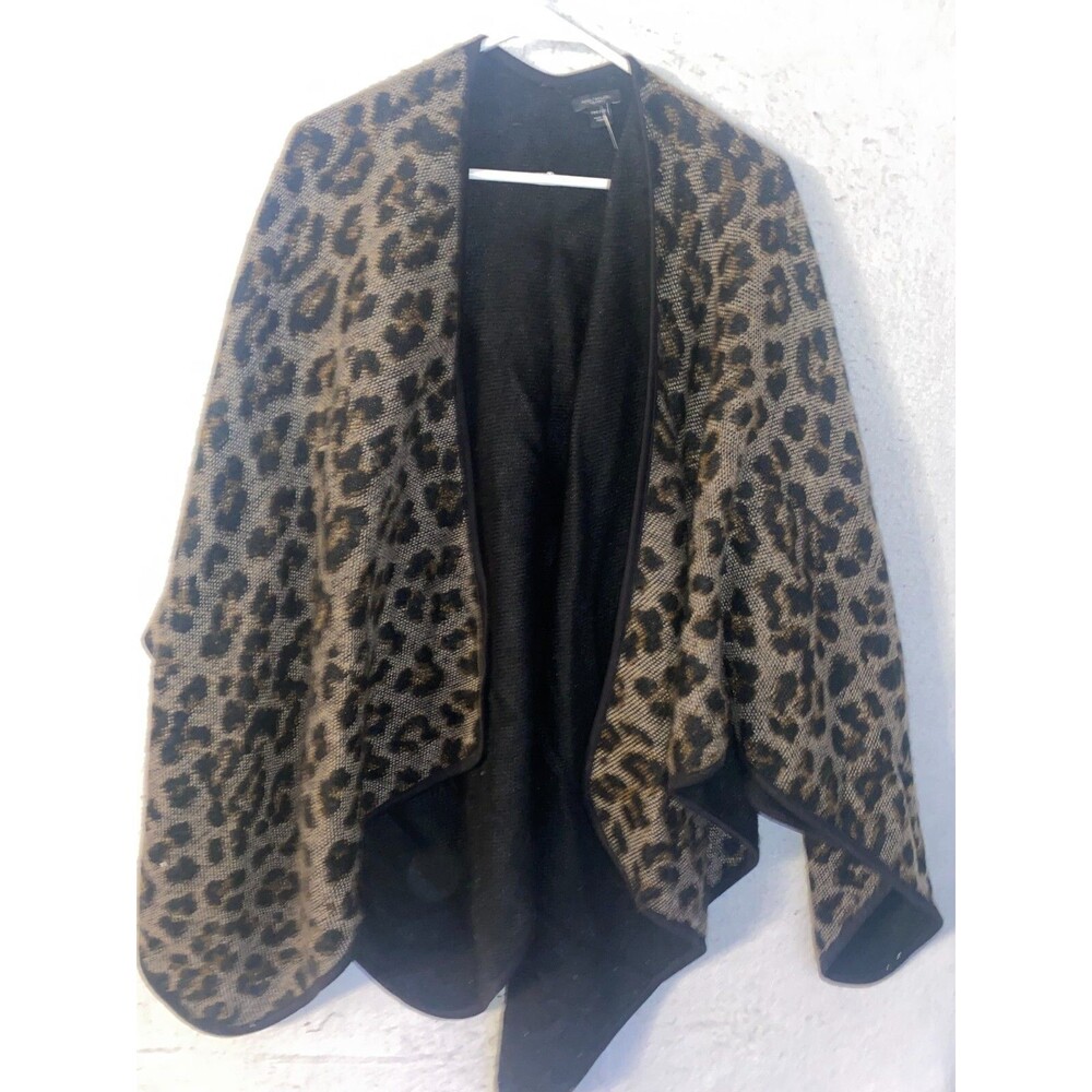 Women’s Ann Taylor Shawl Collar Open Cardigan w/Pockets, Animal Print One Size